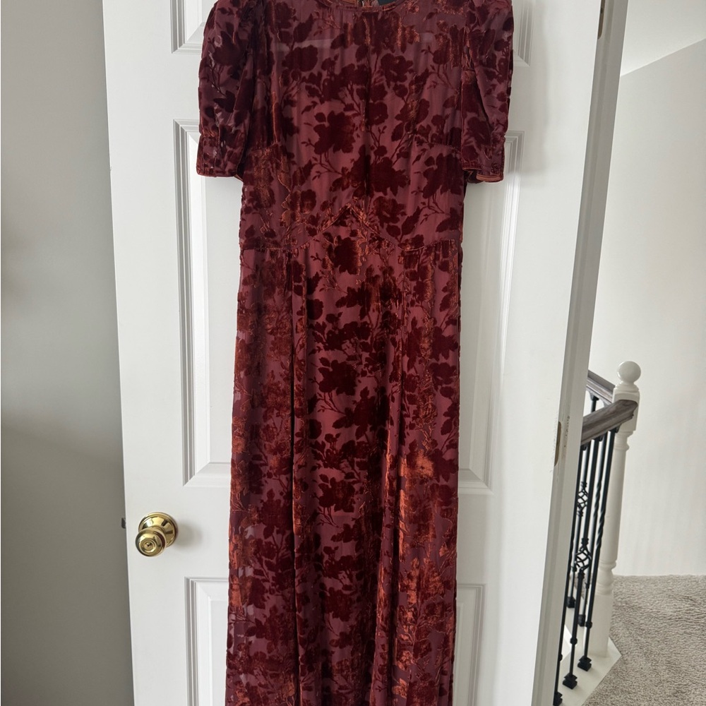 Copper Floral Ralph Velvet Dress - Picture 7 of 8